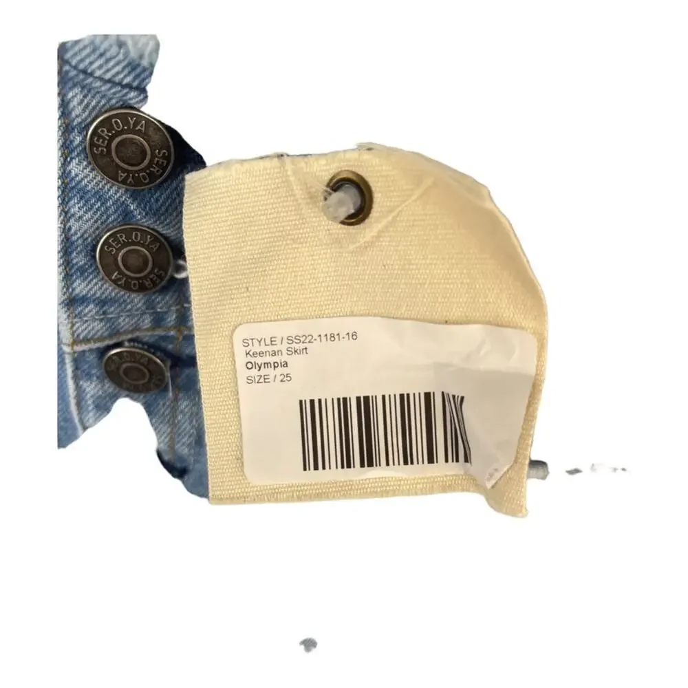 SER.O.YA Keenan Skirt Denim Distressed Raw Hem Y2K Summer Spring 100% Cotton 25